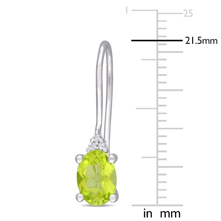 1-5/8ctw Peridot and Diamond Accent Drop Earrings in Sterling Silver