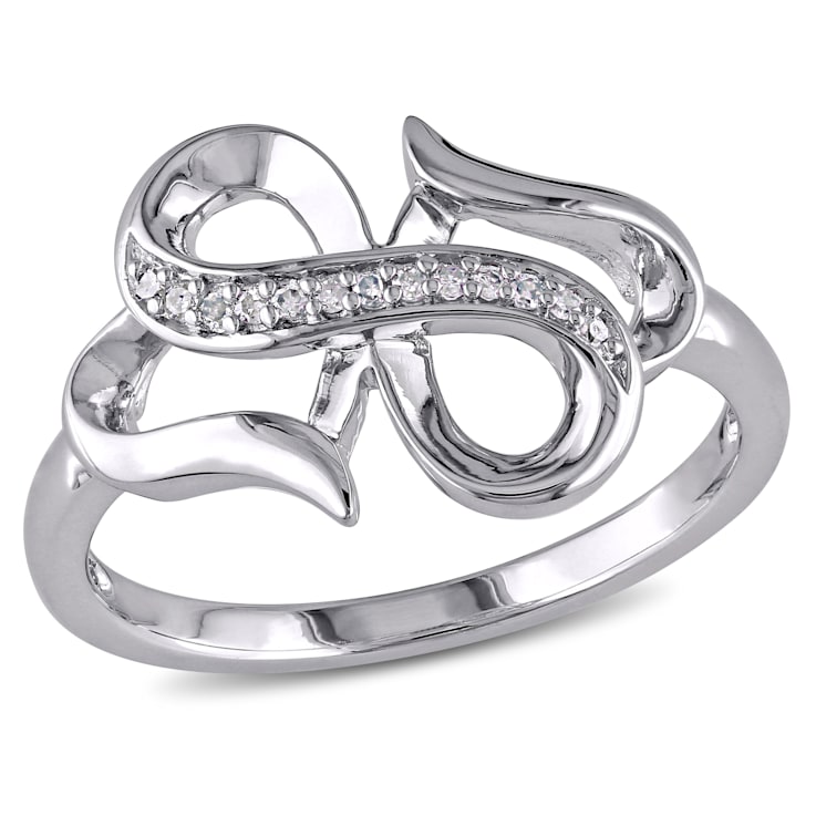 Diamond Infinity Heart Ring in Sterling Silver