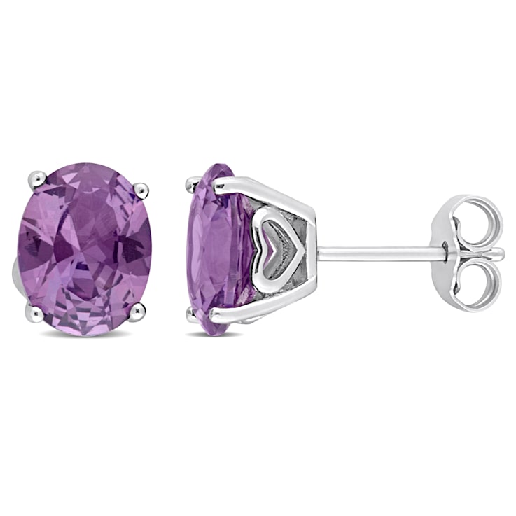 5 CT TGW Oval Simulated Alexandrite Stud Earrings in Sterling Silver