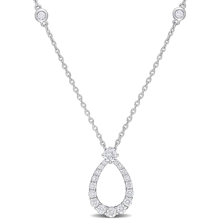 2/5 CT TW Diamond Open Teardrop Necklace in 14K White Gold