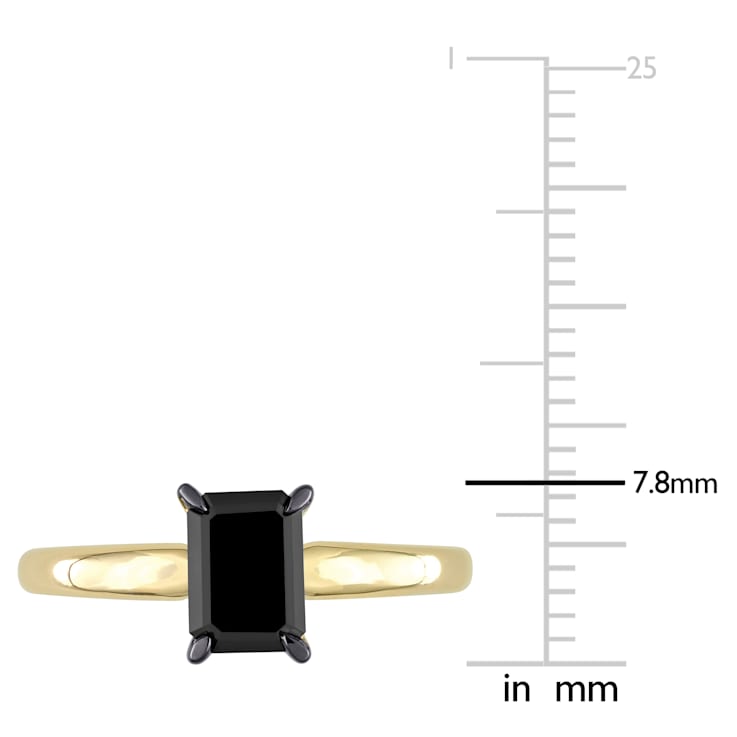 1 ct Black Diamond Solitaire Engagement Ring in 14K Yellow Gold