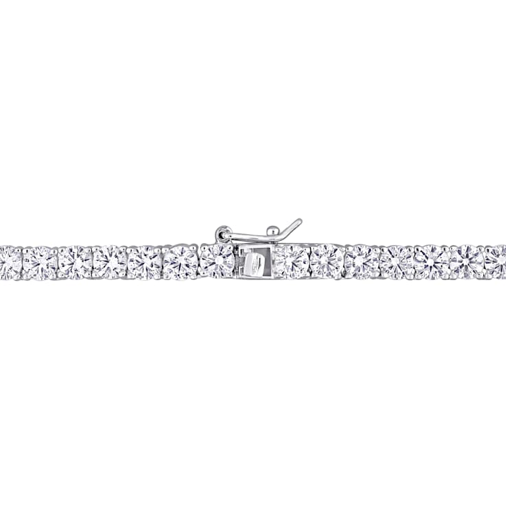 33 CT TGW Created White Sapphire Tennis Necklace in Sterling Silver