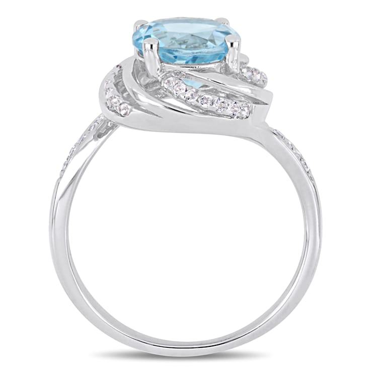 2 1/2 CT TGW Sky Blue and White Topaz with Diamond Accent Swirl Ring in
Sterling Silver