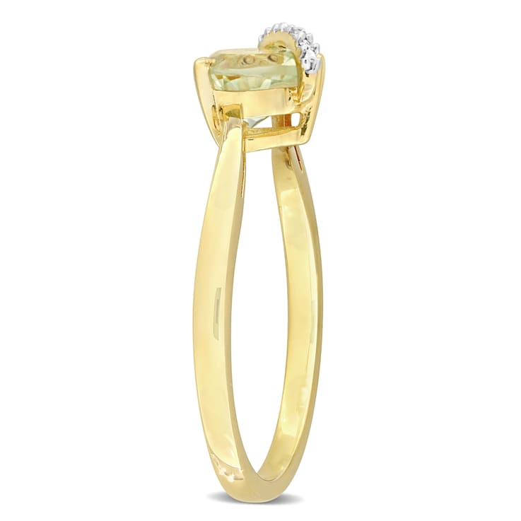 3/4 CT TGW Prasiolite and Diamond Accent Heart Wrap Ring in Yellow
Plated Sterling Silver