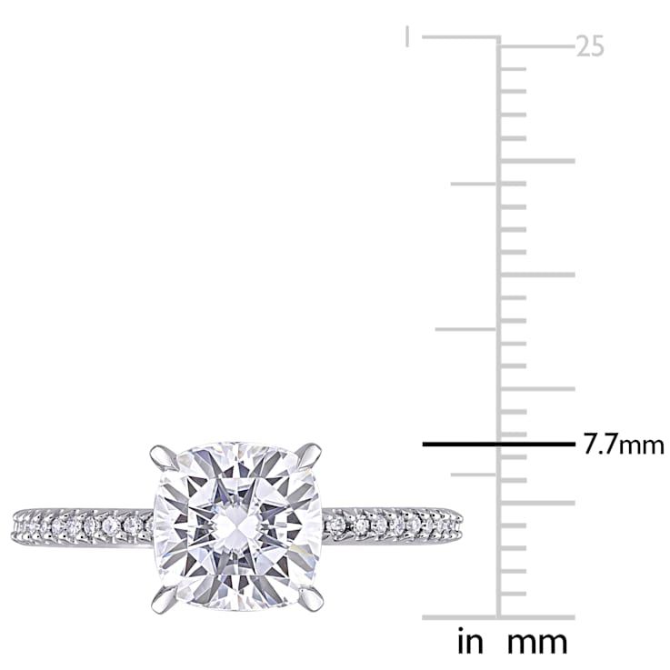 2 CT DEW Created Moissanite and 1/10 CT TW Diamond Engagement Ring in
14K White Gold