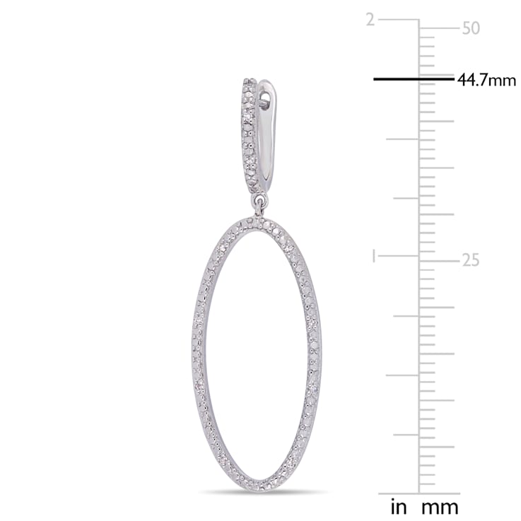 1/10 CT TW Diamond Oval Drop Earrings in Sterling Silver