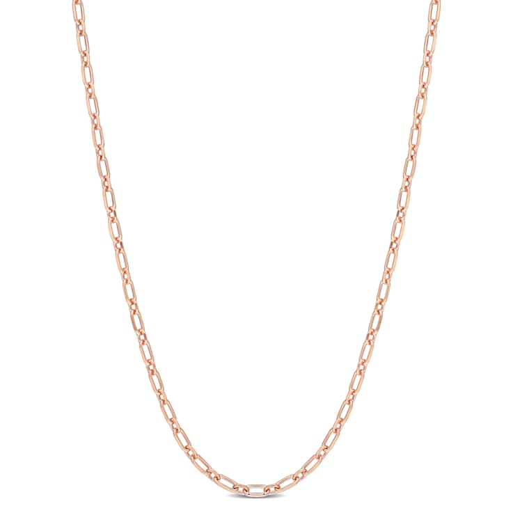 2MM Diamond Cut Figaro Chain Necklace in Rose Plated Sterling Silver