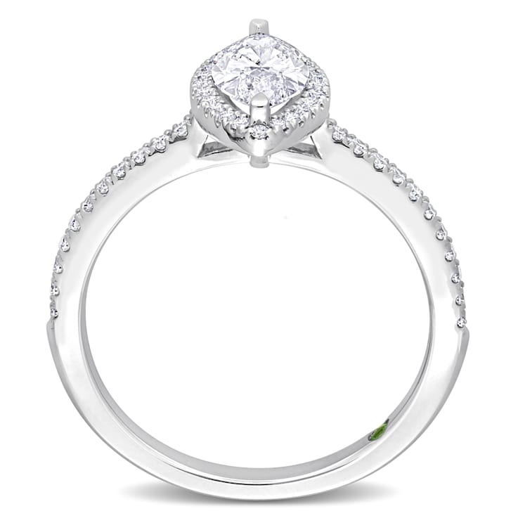 1 1/2 CT TGW Lab Grown Diamond with Tsavorite Accent Halo Engagement
Ring in 14K White Gold