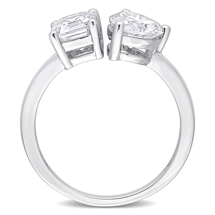 2 CT TGW Created Moissanite 2-Stone Ring in Sterling Silver