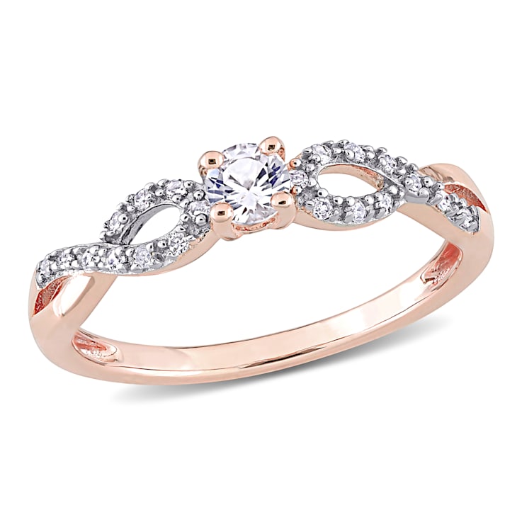 1/4 CT TGW Created White Sapphire and 1/10 CT TW Diamond Infinity Ring
Rose Plated Sterling Silver
