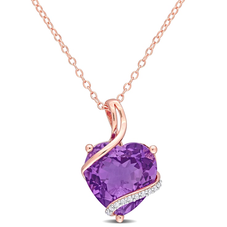 6 1/2 CT TGW Amethyst and Diamond Accent Heart Pendant with