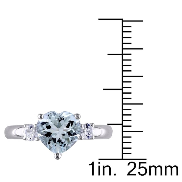 1 4/5 CT TGW Aquamarine and Created White Sapphire Heart Ring in
Sterling Silver