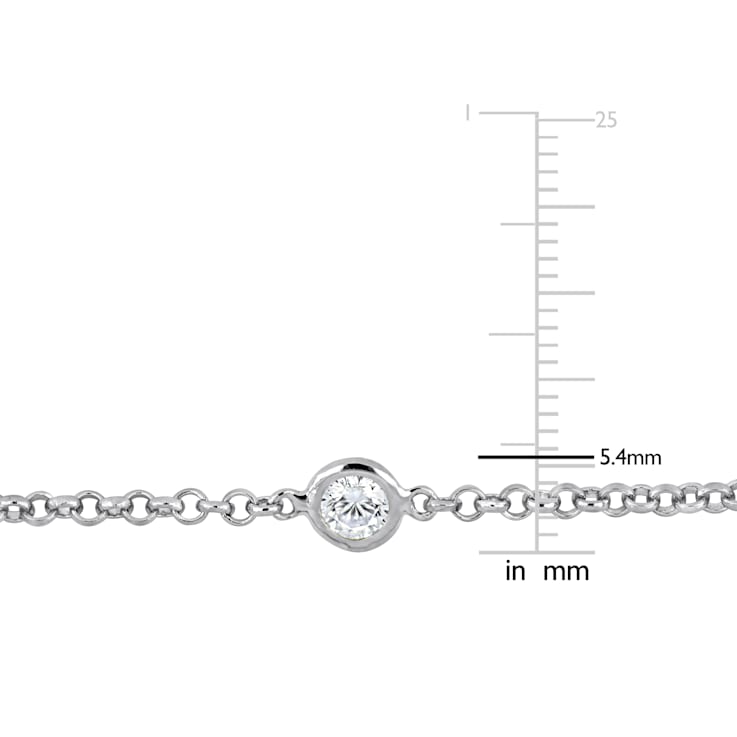 10 CT TGW Cubic Zirconia Station Necklace in Sterling Silver