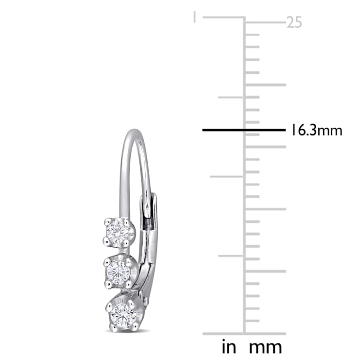 1/4 CT TW 3 Stone Diamond Leverback Earrings in Sterling  Silver