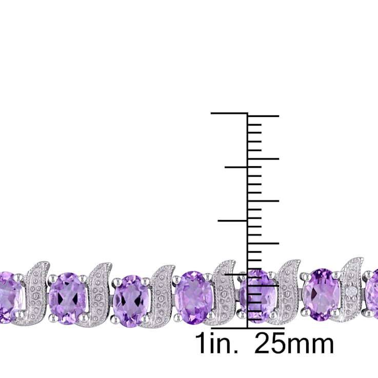 9 5/8 CT TGW Amethyst and Diamond Accent Bracelet in Sterling Silver