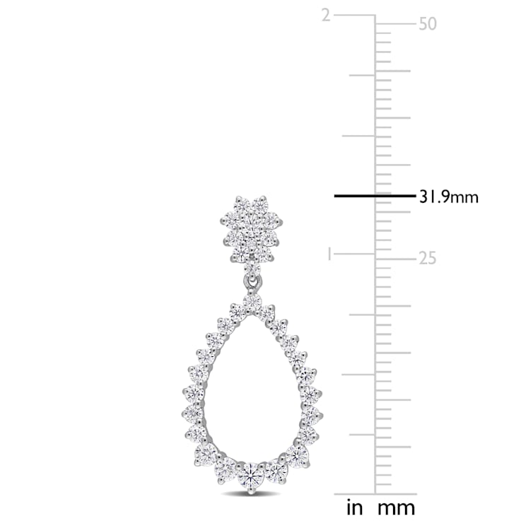 2 1/5 CT DEW Created Moissanite Open Teardrop Dangle Earrings in
Sterling Silver