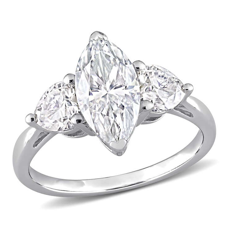 2 1/2 CT DEW Created Moissanite Three-Stone Engagement Ring in Sterling Silver