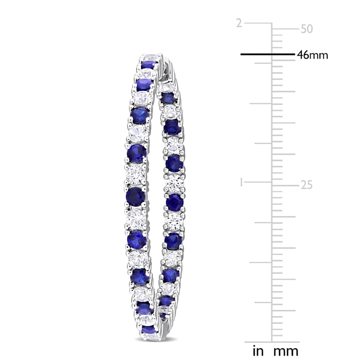 10 2/5ctw Created Sapphire and Created White Sapphire Inside-Out Hoop
Earrings in Sterling Silver