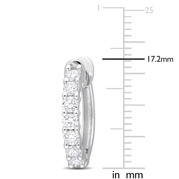 3/4 CT TW Diamond Hoop Earrings in 14K White Gold