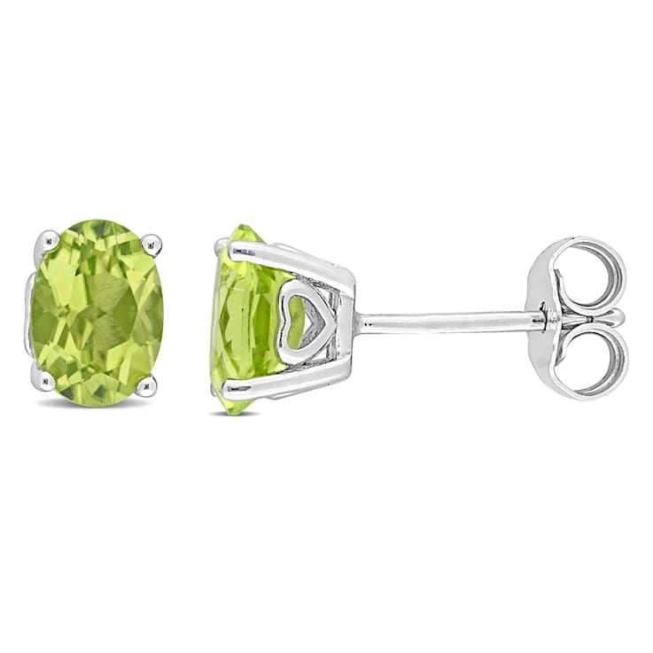 1 5/8 CT TGW Oval Peridot Stud Earrings in Sterling Silver