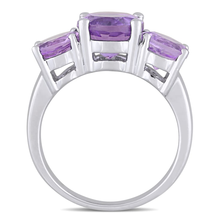 3 3/8 CT TGW Amethyst 3-Stone Ring in Sterling Silver