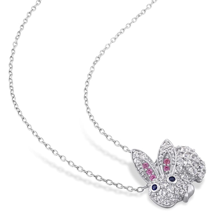 1 1/10 CT TGW Created Pink, White and Blue Sapphire Bunny