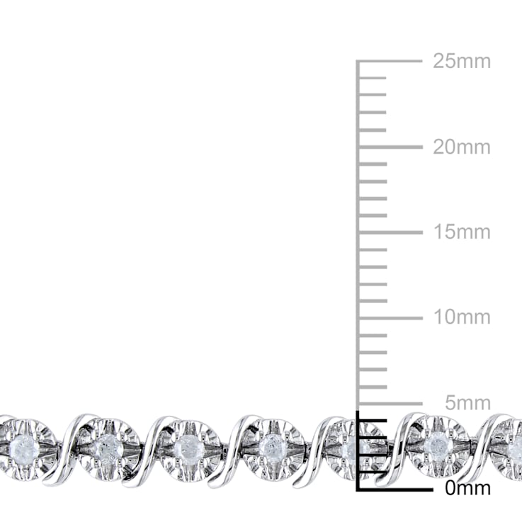 1 CT TW Diamond S-Shape Bracelet in Sterling Silver