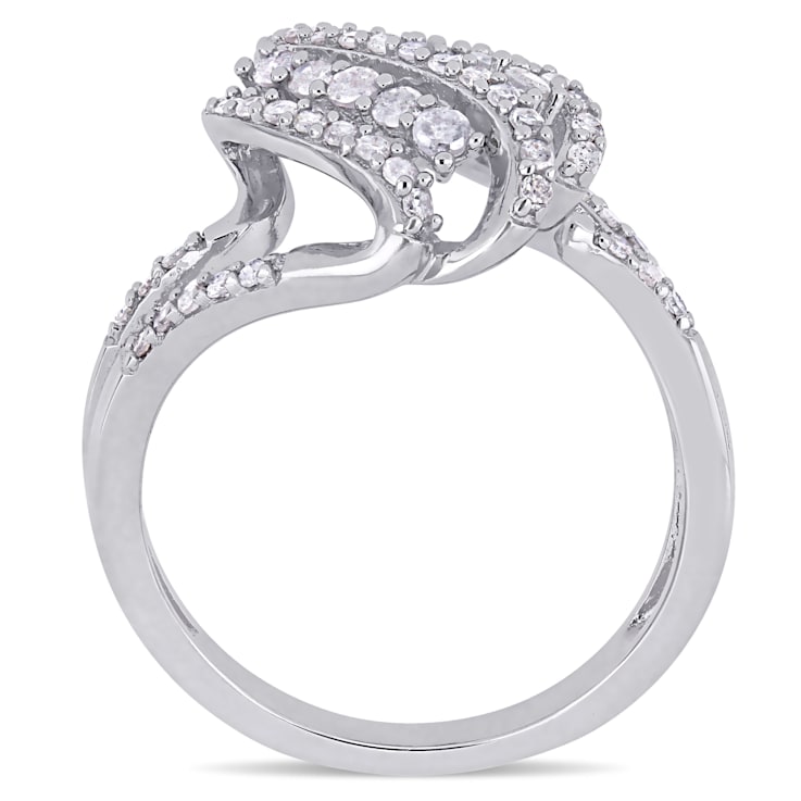 1/2 CT TW Diamond Spiral Ring in Sterling Silver