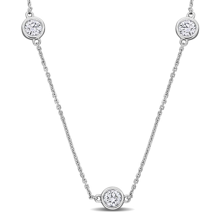 1 3/4ctw Lab-Grown Diamond 3-Stone Necklace in 14K White Gold