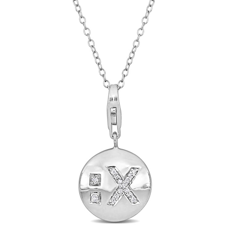1/10 CT TW Diamond Emoticon Pendant with Chain in Sterling Silver