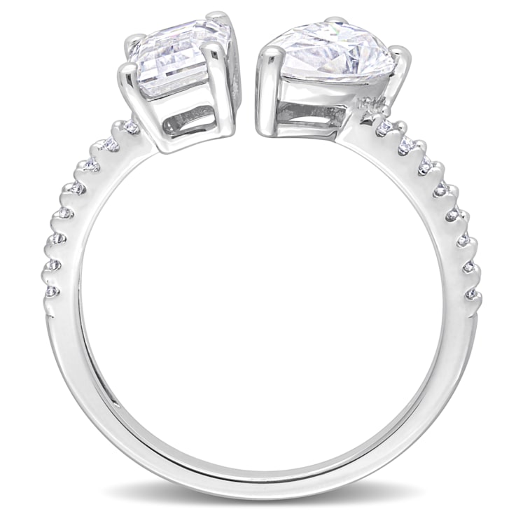2 1/8 CT TGW Created Moissanite 2-Stone Ring in Sterling Silver
