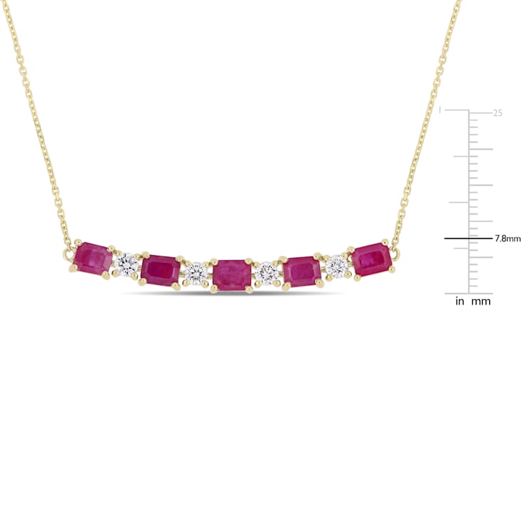 2 5/8 CT TGW Ruby and 2/5 CT TW Diamond Necklace in 14K Yellow Gold