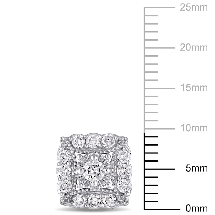 3/4 CT TW Diamond Framed Stud Earrings in 14k White Gold