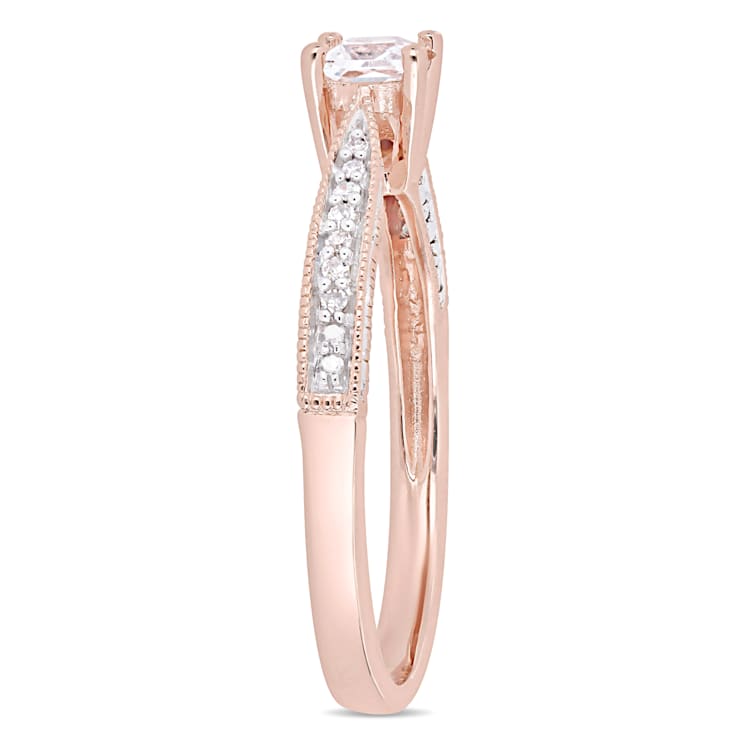 1/3 CT TGW Created White Sapphire & Diamond Accent Ring in 18K Rose
Gold Over Sterling Silver
