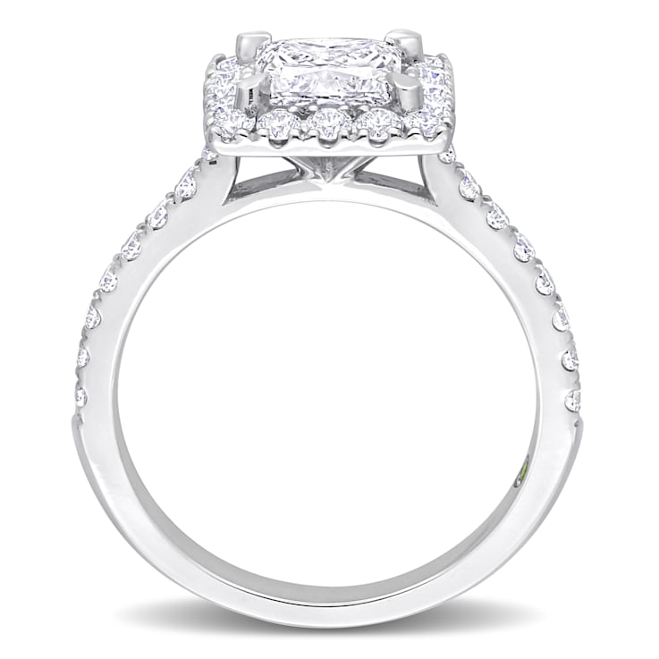 2 CT TGW Lab Grown Diamond with Tsavorite Accent Halo Engagement Ring in
14K White Gold