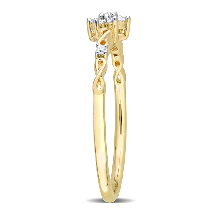 1/10ctw Diamond Floral Promise Ring in 18K Yellow Gold Over Sterling Silver