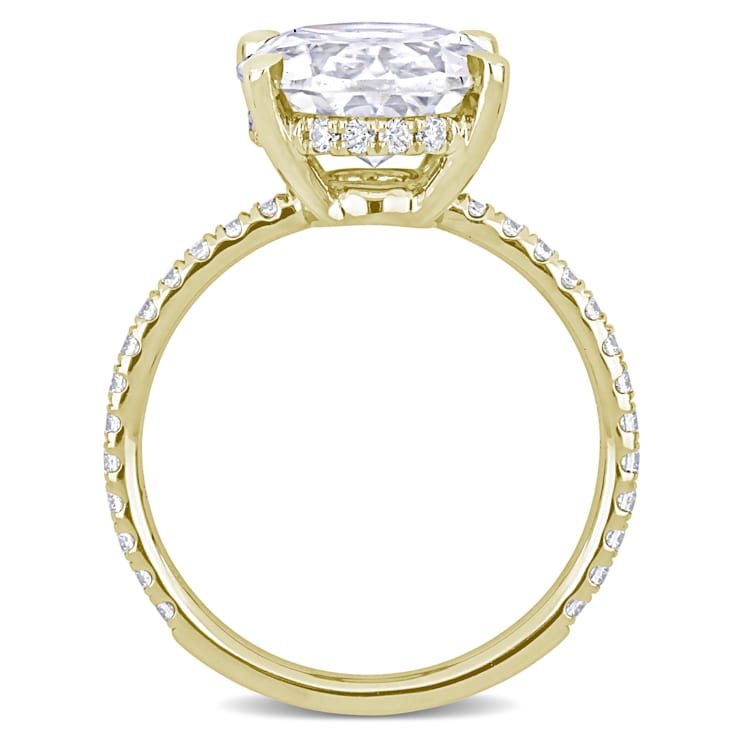 4-7/8 CT DEW Created Moissanite Engagement Ring in 10K Yellow Gold