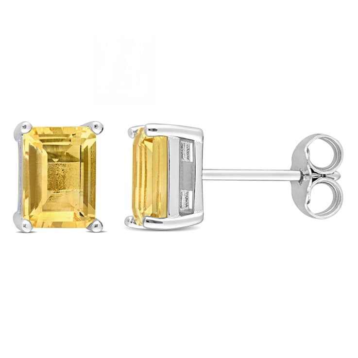 2 1/4 CT TGW Octagon Citrine Stud Earrings in Sterling Silver