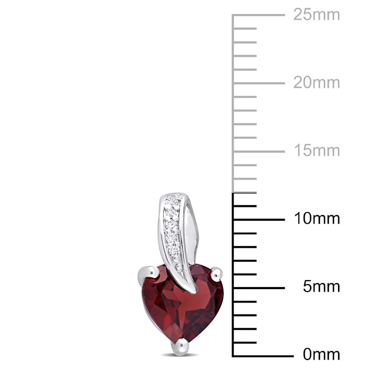 1 3/4 CT TGW Garnet and Diamond Accent Stud Earrings in Sterling Silver