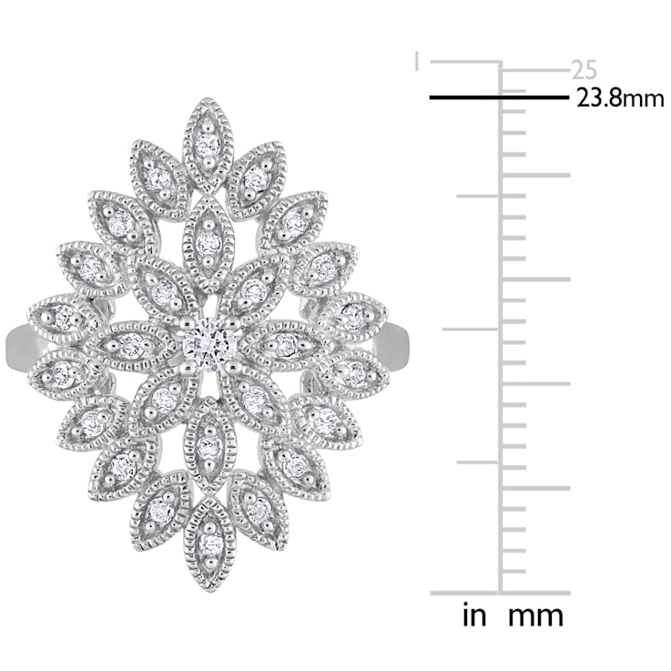 1/3 CT TW Diamond Cluster Ring in Sterling Silver - 1B52WA