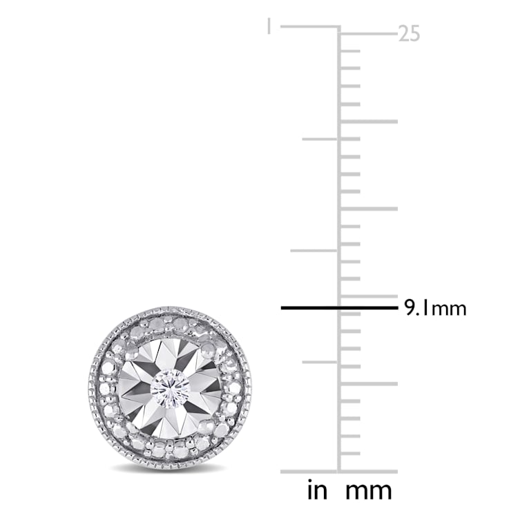 Diamond Accent Round Halo Stud Earrings in Sterling Silver