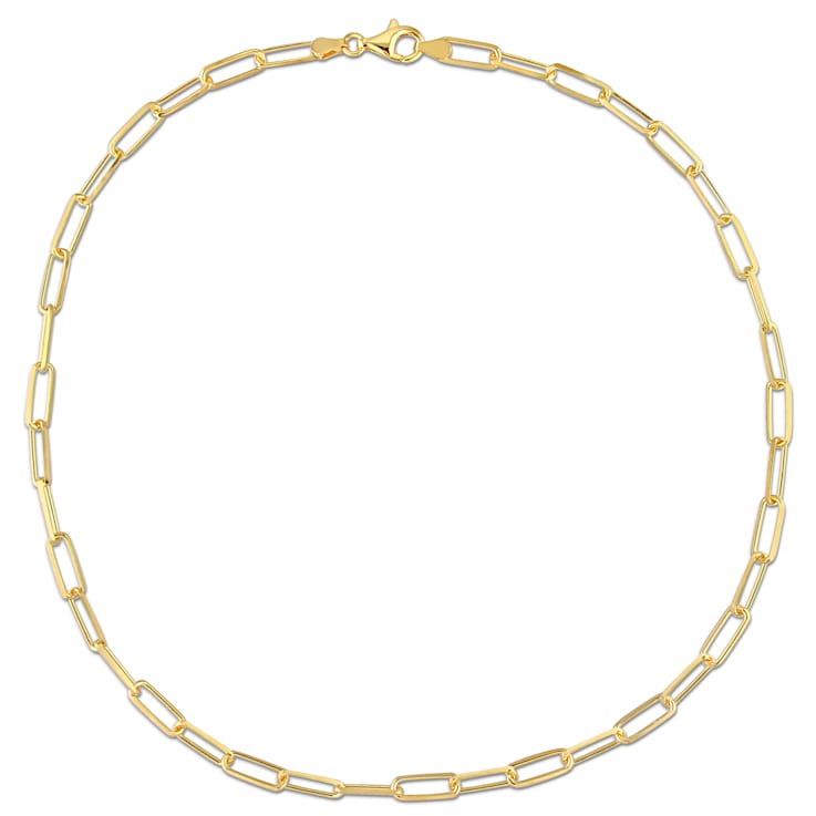 5MM Diamond Cut Paperclip Chain Necklace in Yellow Plated Sterling Silver