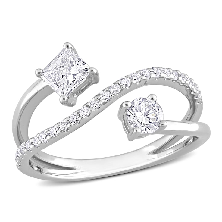 4/5 CT TGW Lab Grown Diamond 2-Stone Bypass Crossover Ring in 14K White Gold