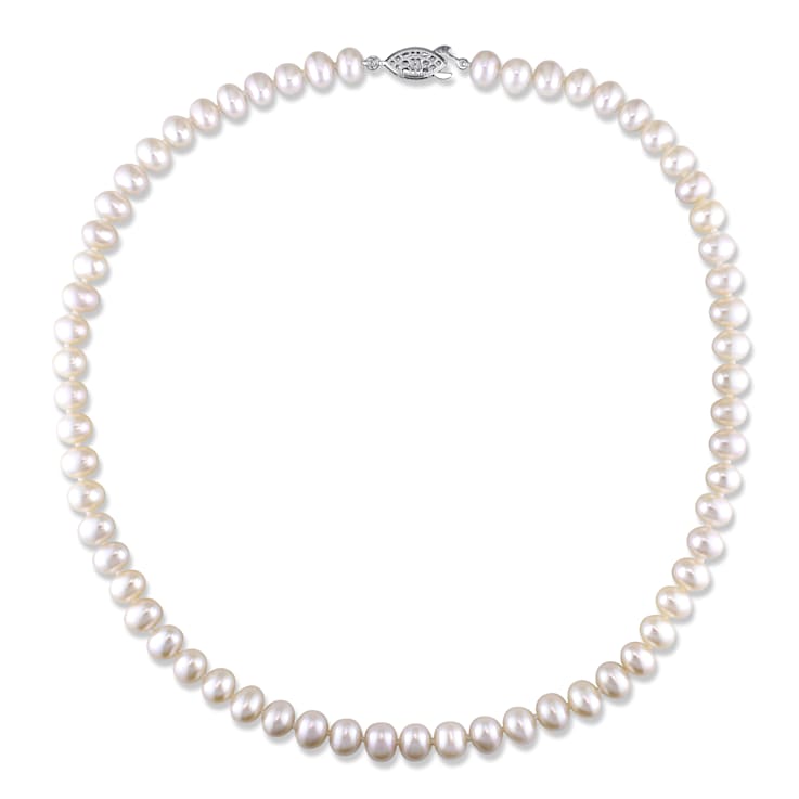 6.5 - 7 MM Freshwater Cultured Pearl 18" Strand with Silvertone Clasp