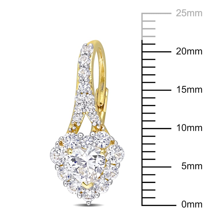 2 2/5 CT TGW Created White Sapphire Halo Heart Earrings in 18k Yellow
Gold Over Sterling Silver
