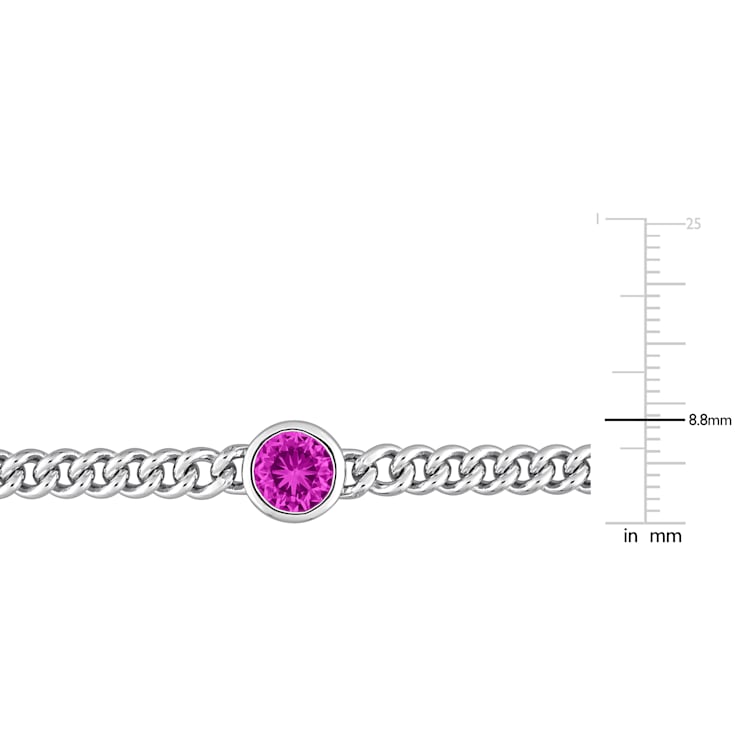 1 5/8 CT TGW Created Pink Sapphire Bracelet in Sterling Silver