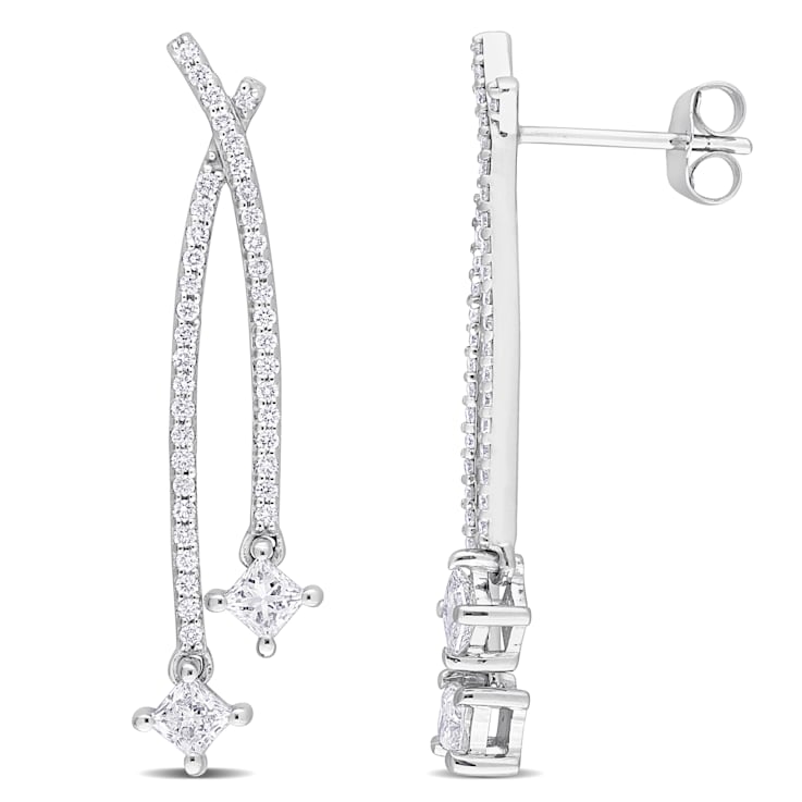 1 CT TGW Lab Grown Diamond Earrings in 14K White Gold