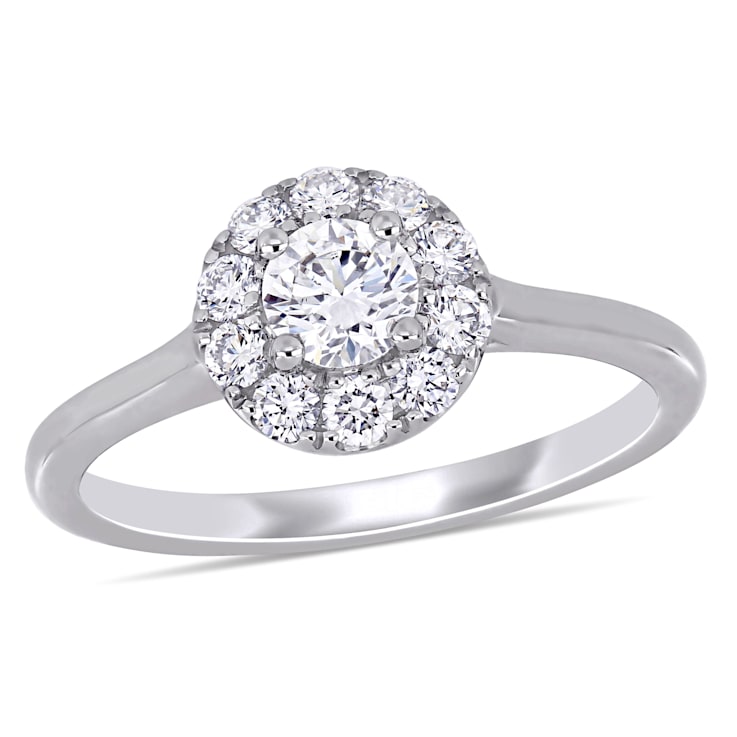 3/4 CT TGW Lab Grown Diamond Halo Engagement Ring in 14K White Gold