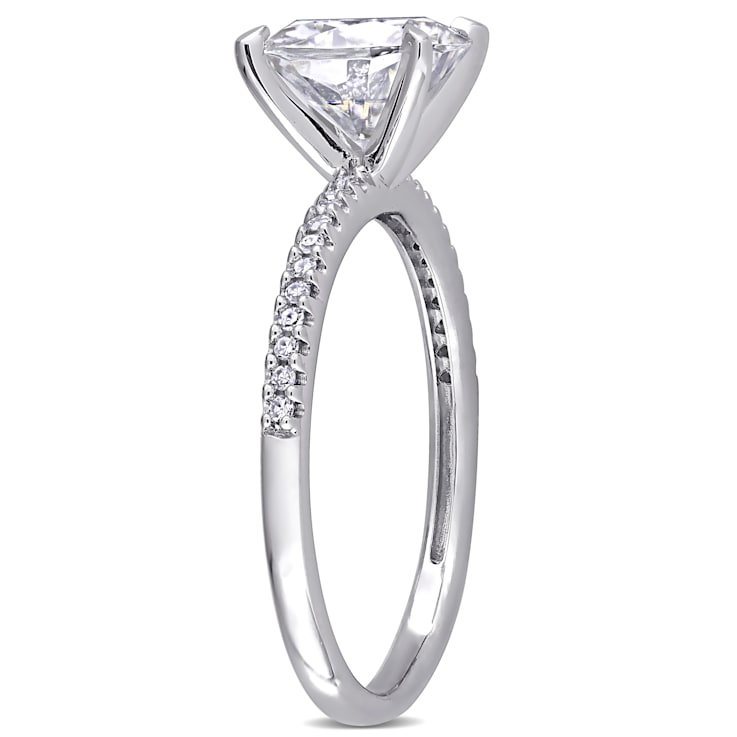 2 CT DEW Created Moissanite and 1/10 CT TW Diamond Engagement Ring in
14K White Gold