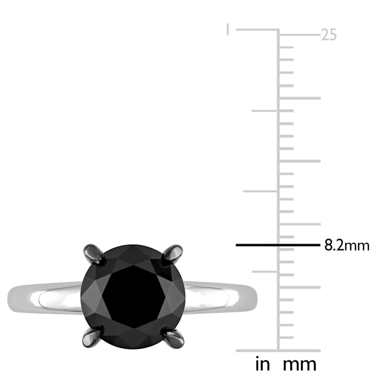 3 ct Black Diamond Solitaire Engagement Ring in 14K White Gold